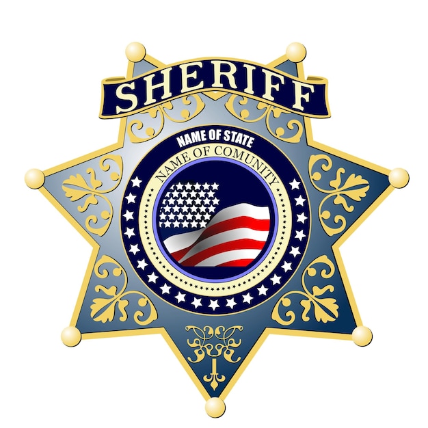 Значок шерифа на белом фоне цветная векторная 3d иллюстрация ручной рисунок иллюстрацииv