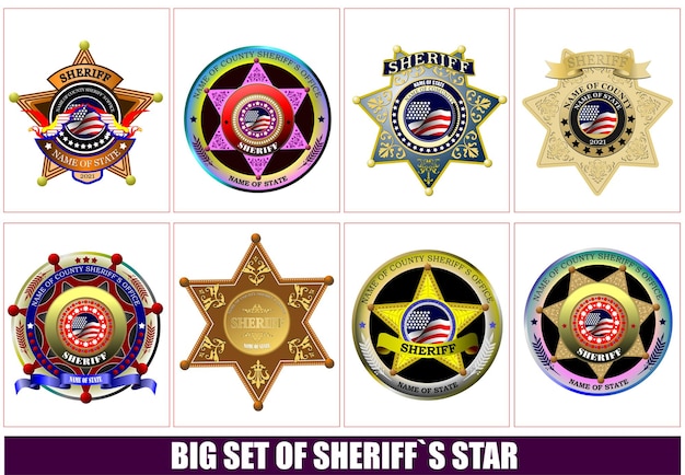Vector sheriff's badge on a white background 3d vector illustration