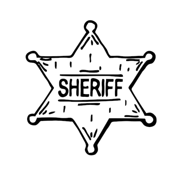 Sheriff s ster schets pictogram sheriff s badge element van politie collectie vector illustratie