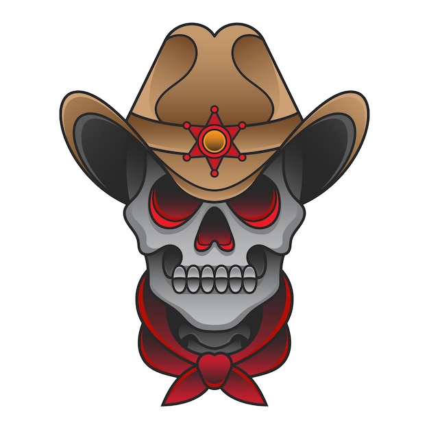 Vector sheriff skull tattoo