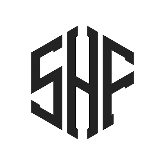 SHF ロゴ デザイン イニシャルレター SHF モノグラム 六角形の形を用いたロゴ