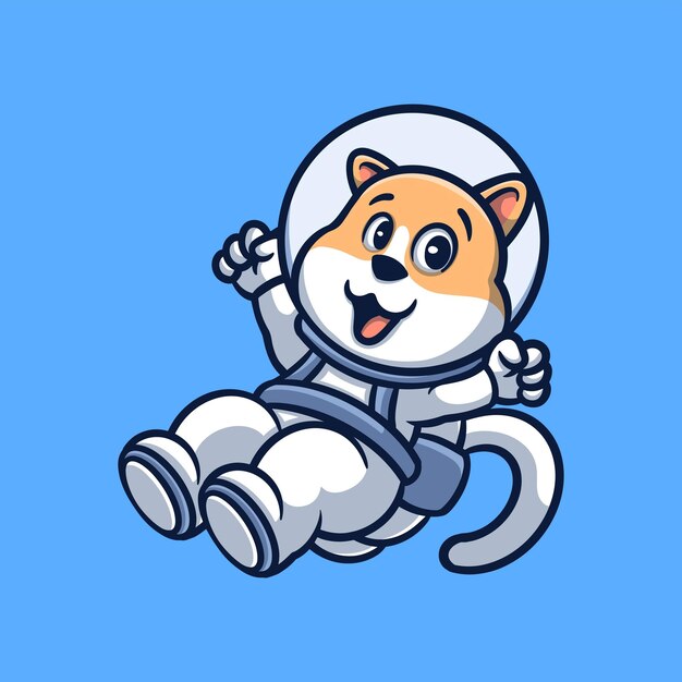 Shiba Astronaut Creative Cartoon Illustration