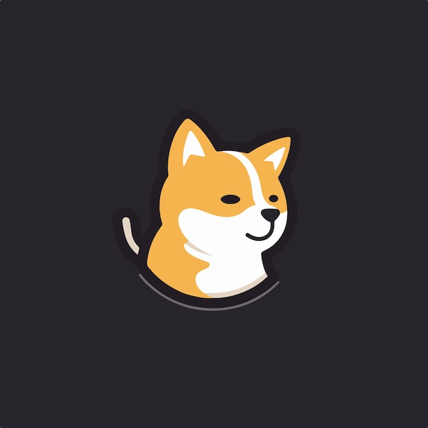 a shiba and a cat logo simple cartoon