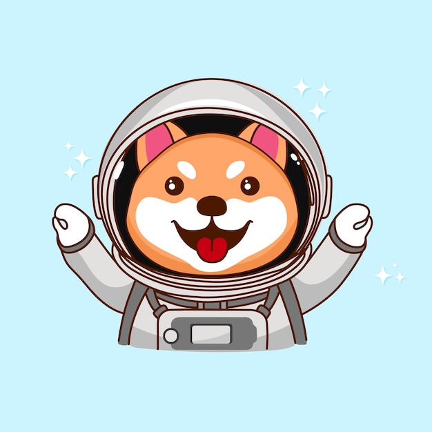 Shiba dog space blue background