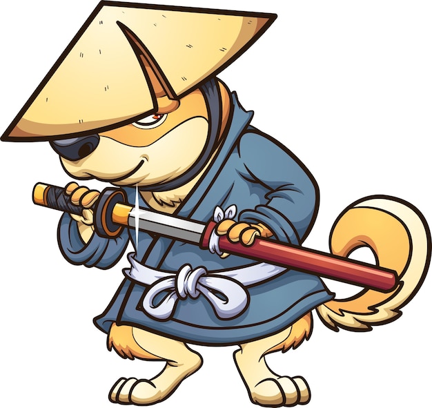 Собака сиба в одежде японских ронинов