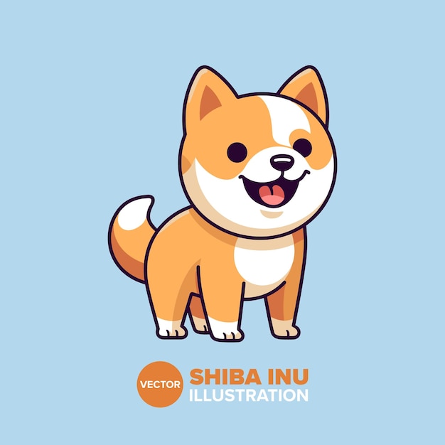 柴犬漫画アイコン装飾とプリント用の多彩なベクトル図