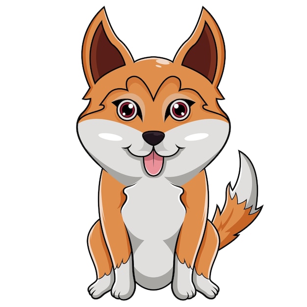 Vector shiba inu cartoon zitten