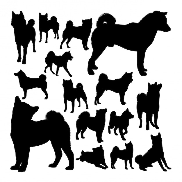 Shiba inu dog animal silhouettes