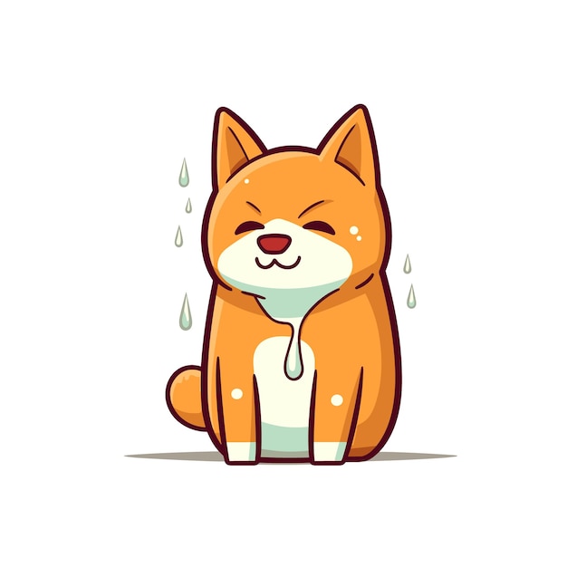 shiba inu dog crying cartoon tshirt design graphic Illustration Cartoon Vector