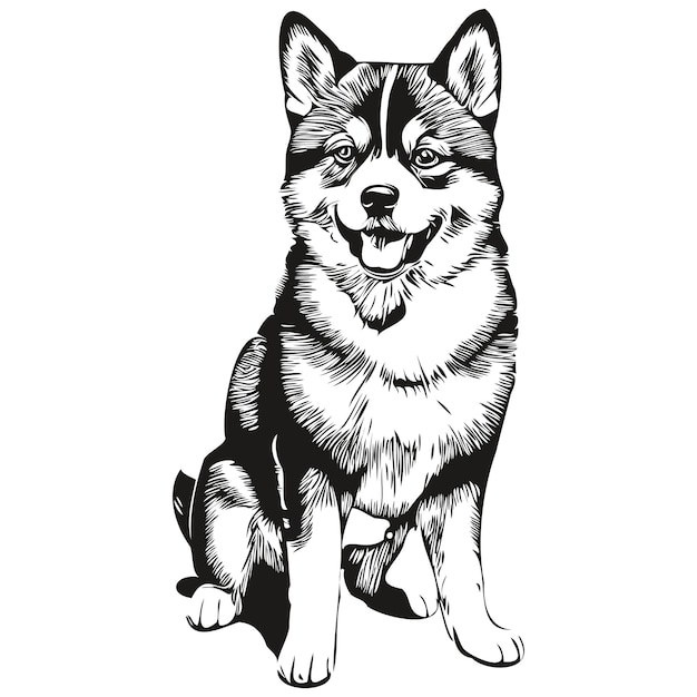 Vector shiba inu dog isolated drawing on white background head pet line illustration