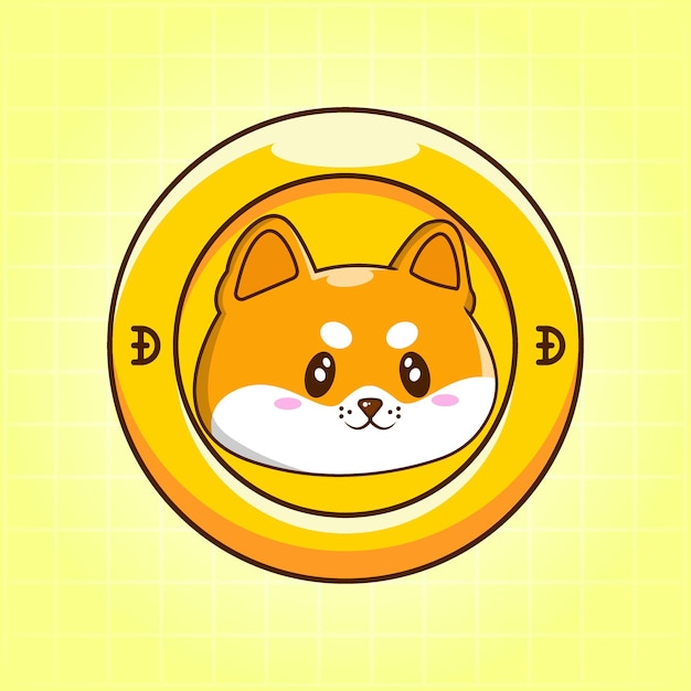 Vector shiba inu dogecoin cartoon cryptocurency vector illustration