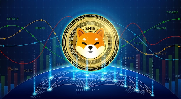 Shiba inu gold coin token cryptocurrency on digital online technology blockchain stock market