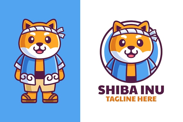 Shiba inu-hond met japanse kleding