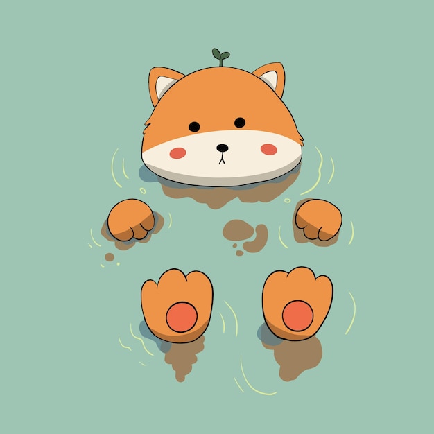 Vector shiba inu is resting on the sea and lies resting