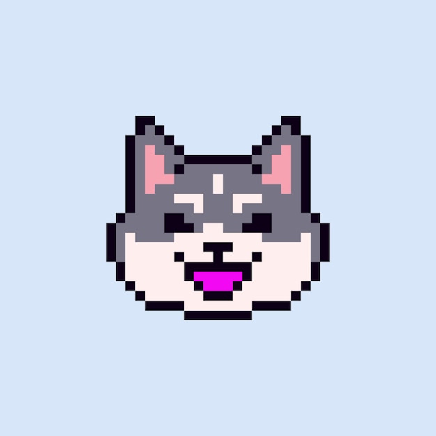 Vector shiba inu in pixel art style premium vector