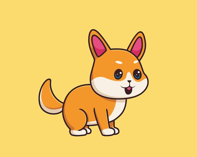 Shiba inu poseren cartoon afbeelding stijl