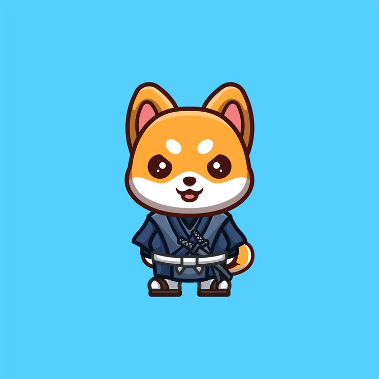 Vector shiba inu samurai cute creative kawaii cartoon mascot logo