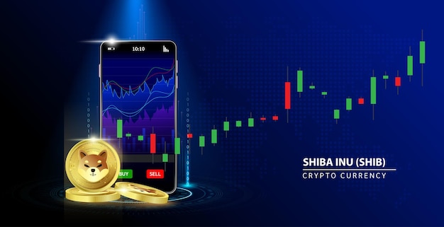 Shiba inu shib coin gold hand holding smartphone money secure cryptocurrency blockchain concept.