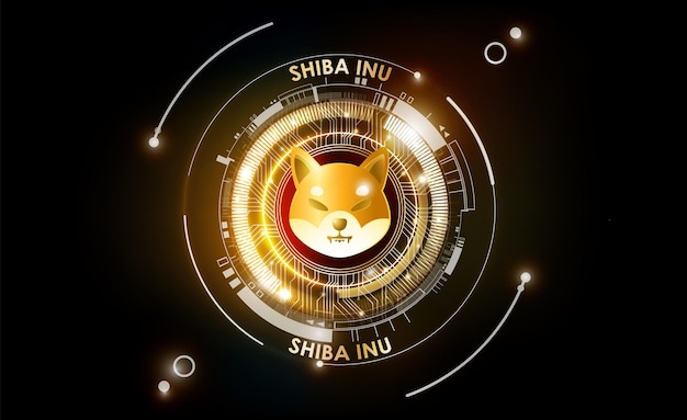 Shiba Inu SHIB cryptocurrency token Shiba Inu coin of DeFi project with PCB tracks technology