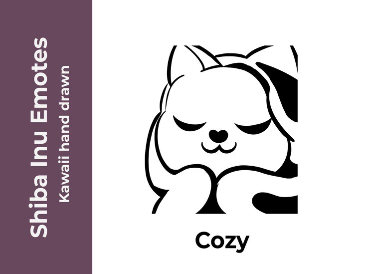 Vector shiba inu 실루엣 손으로 그린 개 아늑한 감정 표현