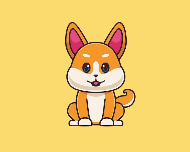 벡터 shiba inu 앉아있는 만화 그림