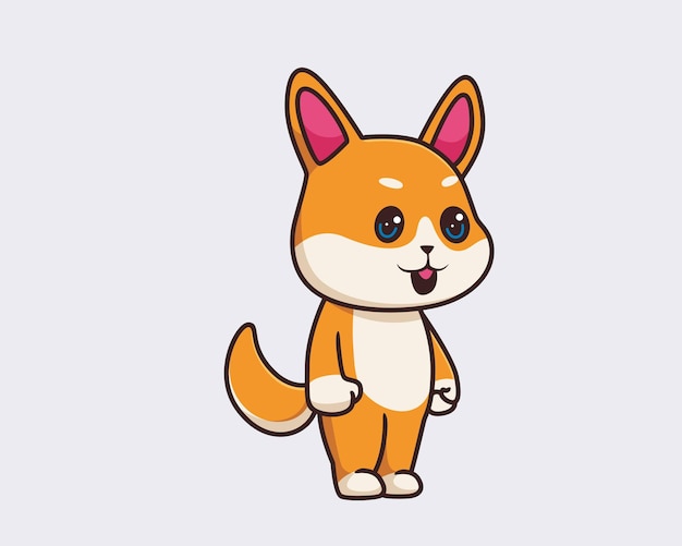 Shiba inu standing cartoon illustration style