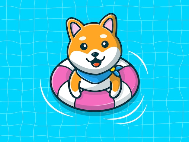 Shiba inu swimming on beach