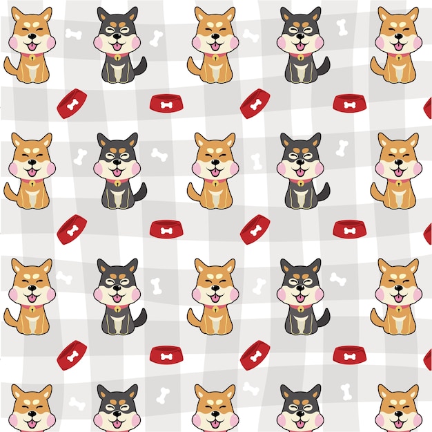 Shiba inu vector seamless pattern