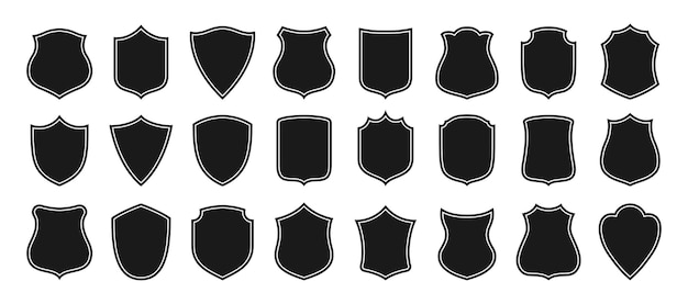 Vector shield badge icon set security shape sign heraldic