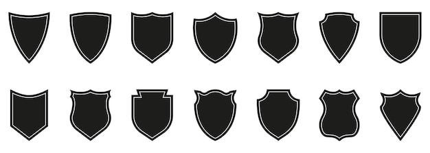 Scudo black silhouette icon set antivirus protect sign of safety defense pittogram