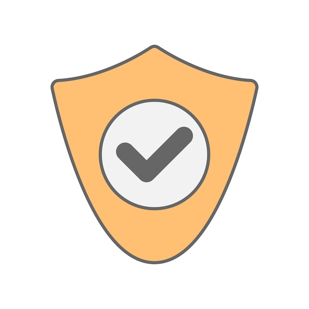 Shield and check mark icon in minimal cartoon style