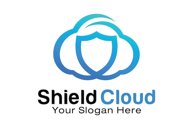 Modello di progettazione del logo shield cloud