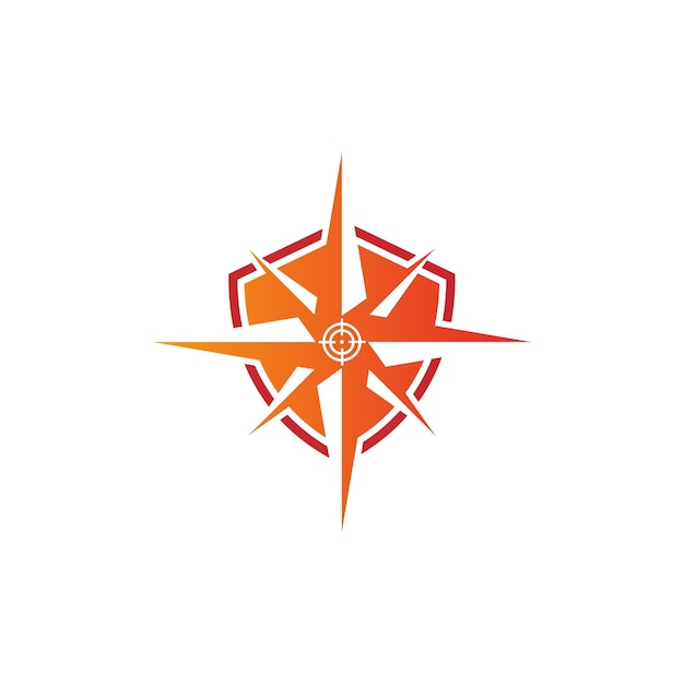 Shield compass star logo vector image