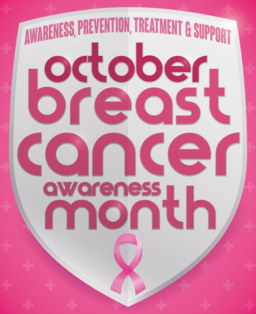 Design dello scudo e alcuni precetti per commemorare il mese della sensibilizzazione sul cancro al seno e nastro rosa