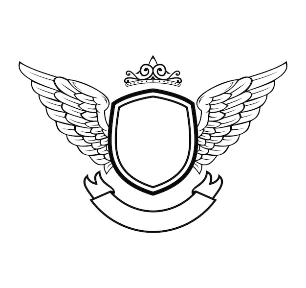 Shield design with ribbon