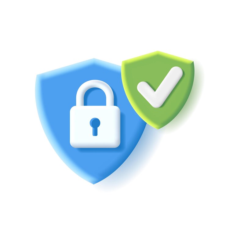 Vector shield digital icon with padlock and shield with tick tag