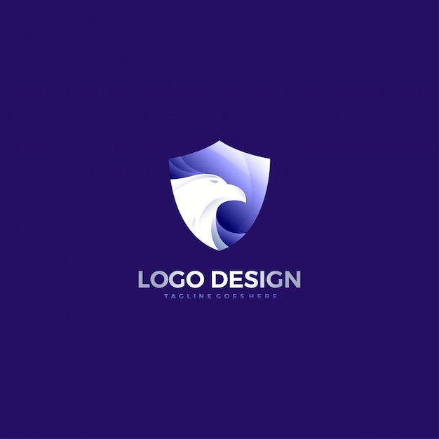 shield eagle face logo design