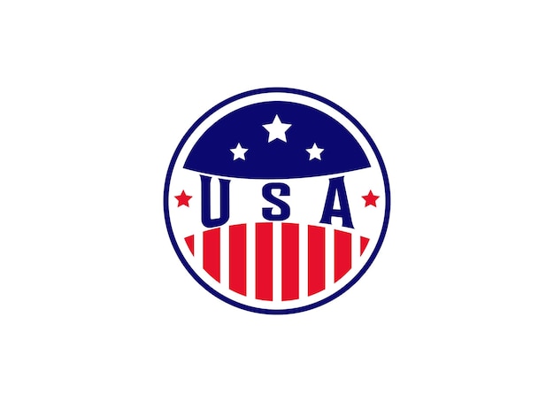 シールド エンブレム スポーツ チーム、愛国心が強い、米国旗、アイコン ベクトルのロゴ デザイン テンプレート イラスト