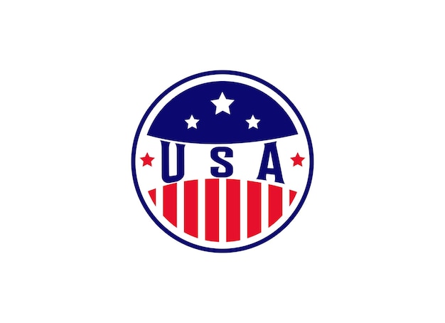 Shield Emblem Sport Team, Patriotic, USA Flag, Icon Vector Logo Design Template Illustration