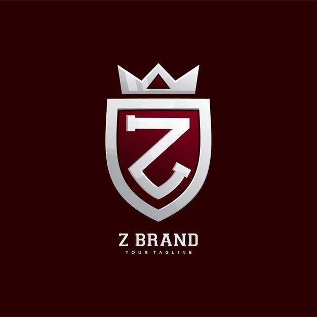 Shield emblem with crown, letter z logo