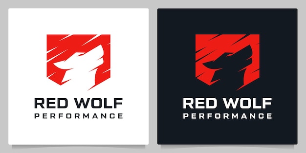 Shield en wolf howling roar security company logo ontwerp