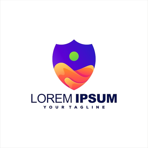 Shield gradient color logo design