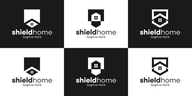 Shield and home logo design icon vector illustration