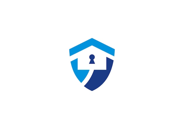 shield home with keyhole logo icon design