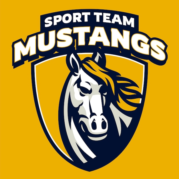 Logo della testa del mustang del cavallo dello scudo