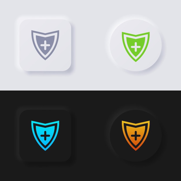 Shield icon set Multicolor neumorphism button soft UI Design voor webdesign Application UI en meer Button Vector