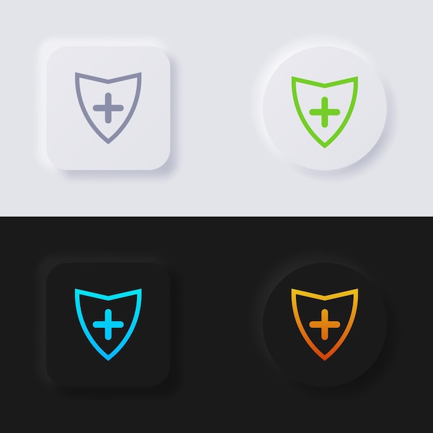 Shield icon set Multicolor neumorphism button soft UI Design voor webdesign Application UI en meer Button Vector