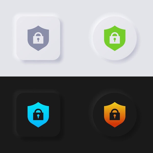 shield icon with padlock symbol icon set multicolor neumorphism button soft ui design for web design application ui and more icon set button vector