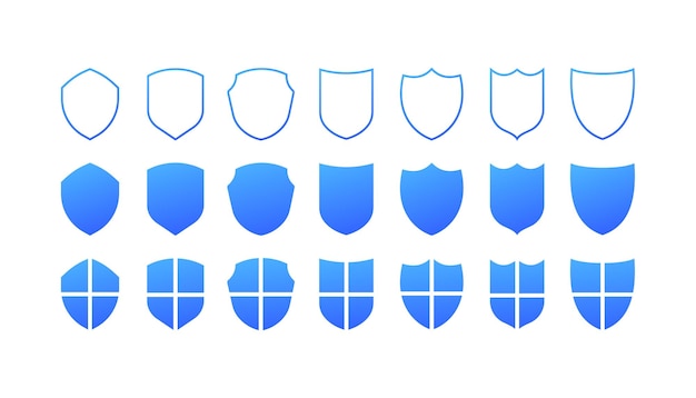 Vector shield icons flat blue set of shields internet protection vector icons