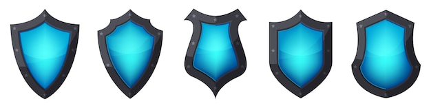 Vector shield icons set. .  illustration.